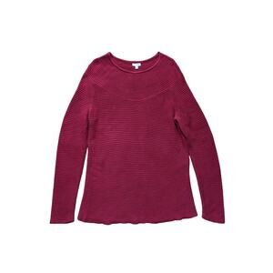 Talbots Sweater Roll Neck Womens L Red Cotton Ribbed Mature Old Money Minimalist